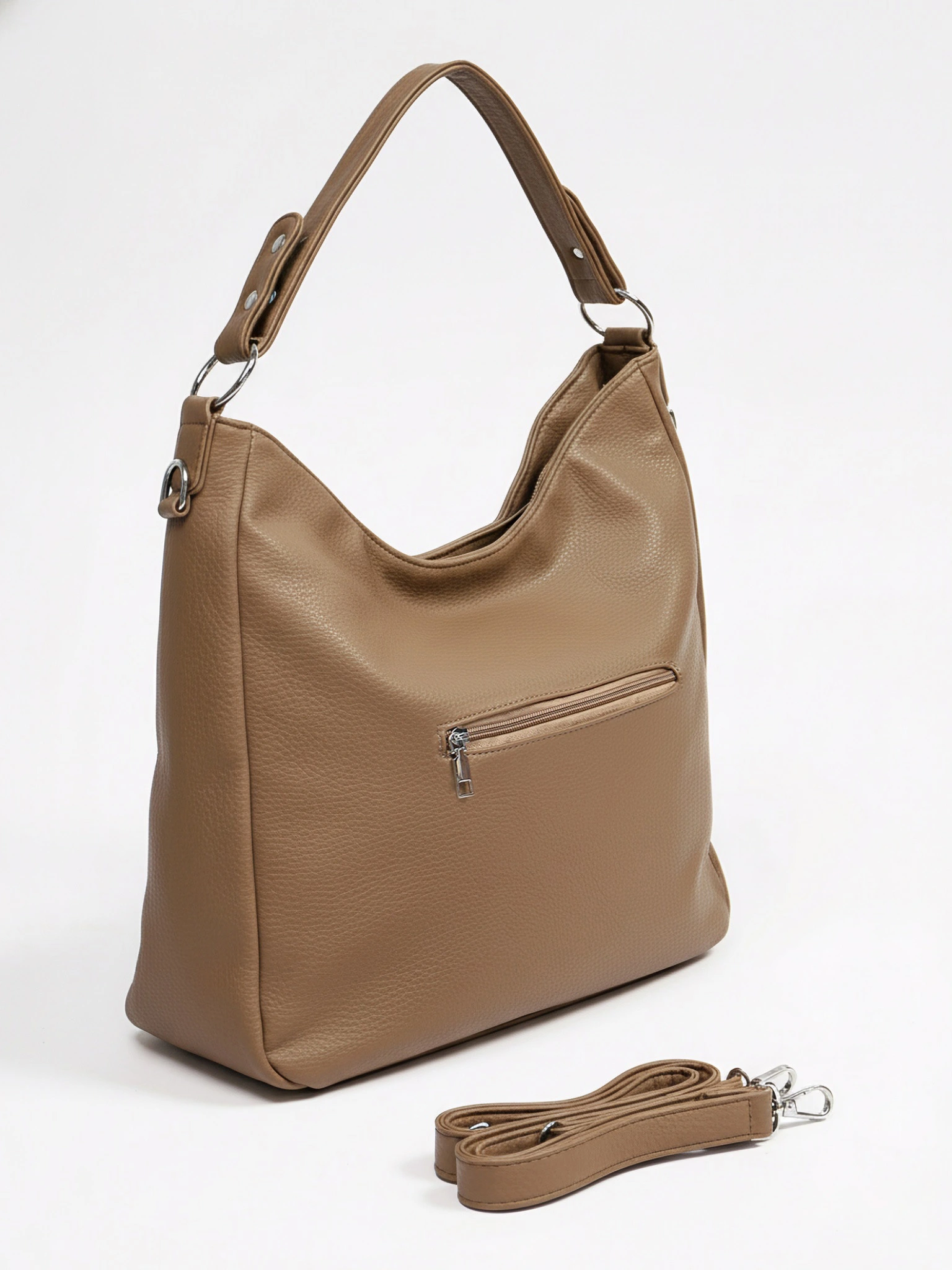 Сумка-шоппер  с боковыми карманами и декоративными пуллерами в ассортименте